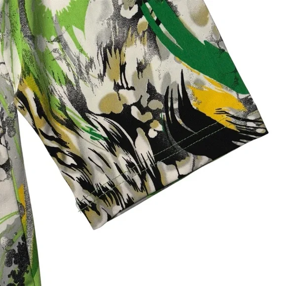 Womens Size Large Green, Yellow, Black, White Swirl Pattern Stretchy Top N Touch - Picture 6 of 14